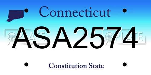 ASA2574 Connecticut License Plate