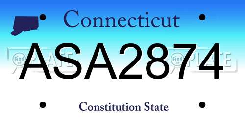 ASA2874 Connecticut License Plate