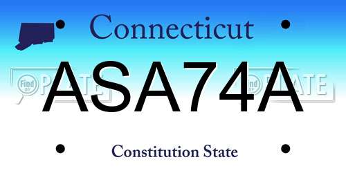 ASA74A Connecticut License Plate