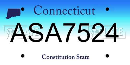 ASA7524 Connecticut License Plate