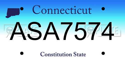 ASA7574 Connecticut License Plate