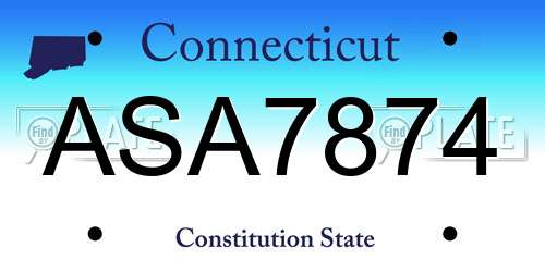 ASA7874 Connecticut License Plate
