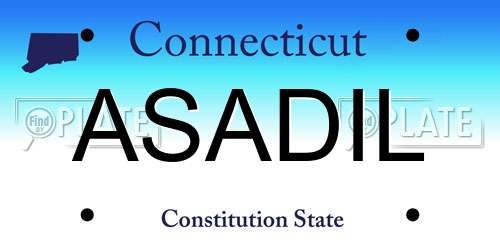 ASADIL Connecticut License Plate