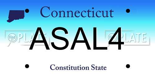 ASAL4 Connecticut License Plate