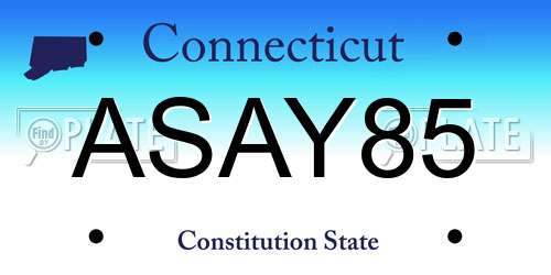 ASAY85 Connecticut License Plate