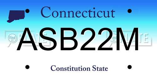 ASB22M Connecticut License Plate