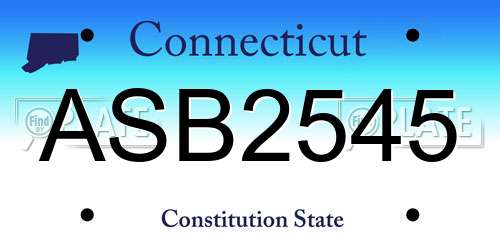 ASB2545 Connecticut License Plate