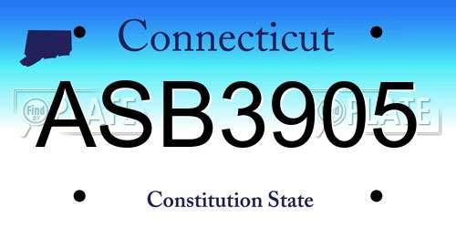ASB3905 Connecticut License Plate