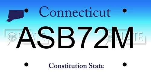 ASB72M Connecticut License Plate