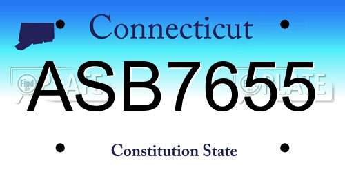 ASB7655 Connecticut License Plate