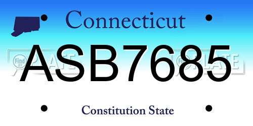 ASB7685 Connecticut License Plate