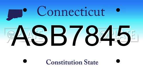 ASB7845 Connecticut License Plate