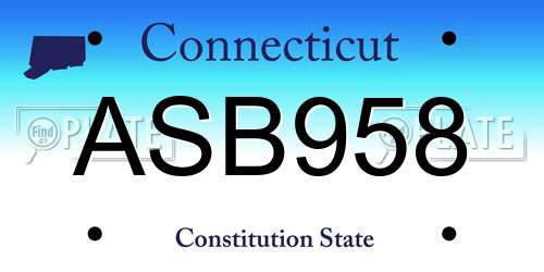 ASB958 Connecticut License Plate