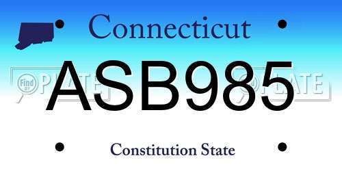 ASB985 Connecticut License Plate