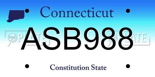 ASB988 Connecticut License Plate