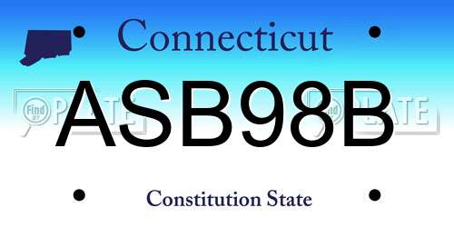 ASB98B Connecticut License Plate
