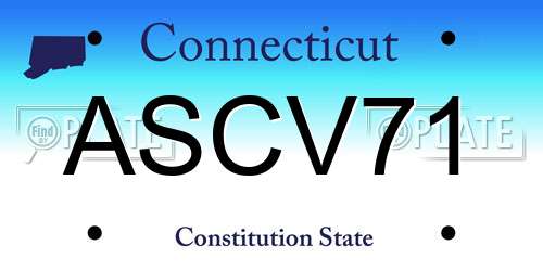 ASCV71 Connecticut License Plate