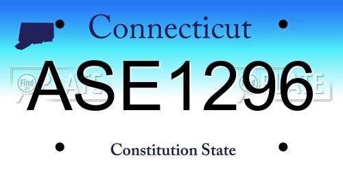 ASE1296 Connecticut License Plate