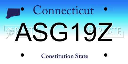 ASG19Z Connecticut License Plate
