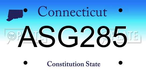 ASG285 Connecticut License Plate