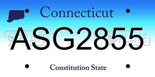 ASG2855 Connecticut License Plate