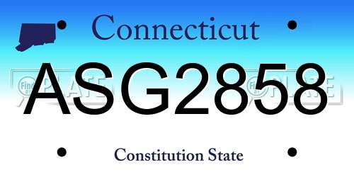 ASG2858 Connecticut License Plate