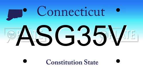 ASG35V Connecticut License Plate