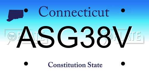 ASG38V Connecticut License Plate
