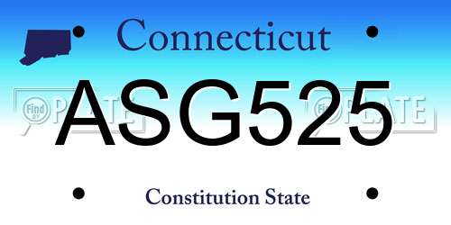 ASG525 Connecticut License Plate