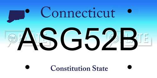 ASG52B Connecticut License Plate