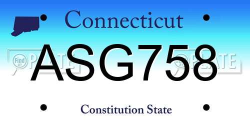 ASG758 Connecticut License Plate