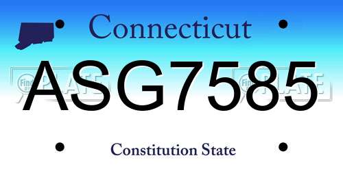 ASG7585 Connecticut License Plate