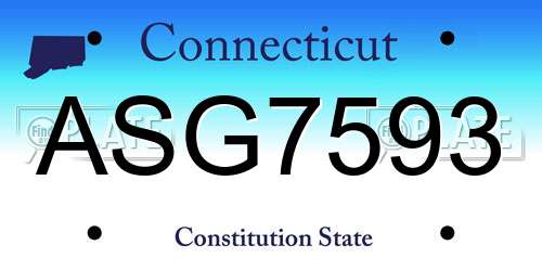 ASG7593 Connecticut License Plate
