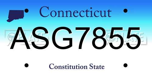 ASG7855 Connecticut License Plate