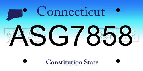 ASG7858 Connecticut License Plate
