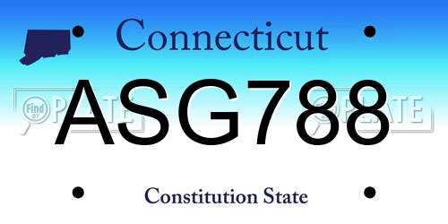 ASG788 Connecticut License Plate