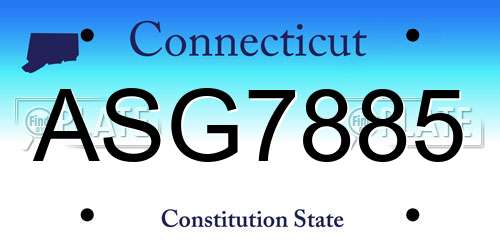 ASG7885 Connecticut License Plate