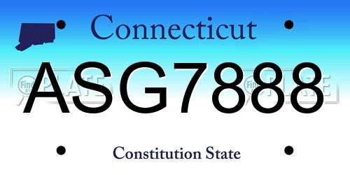 ASG7888 Connecticut License Plate