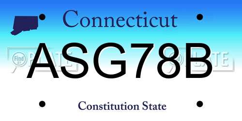 ASG78B Connecticut License Plate