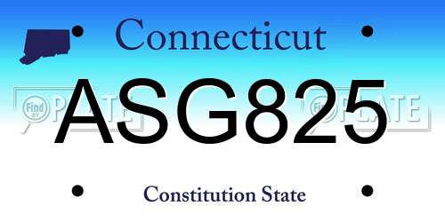 ASG825 Connecticut License Plate