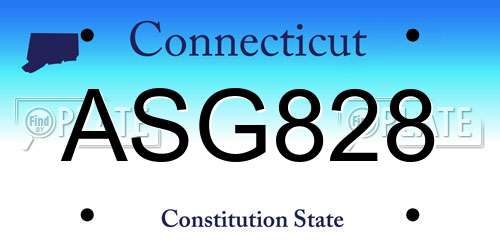 ASG828 Connecticut License Plate