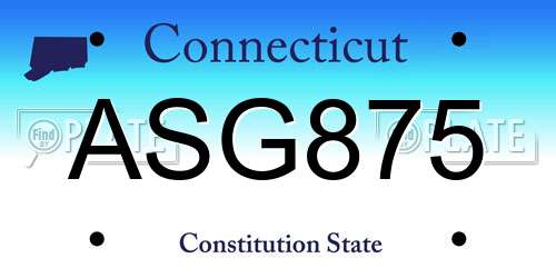 ASG875 Connecticut License Plate