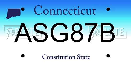 ASG87B Connecticut License Plate