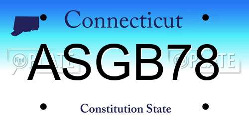 ASGB78 Connecticut License Plate
