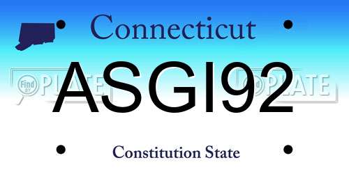 ASGI92 Connecticut License Plate