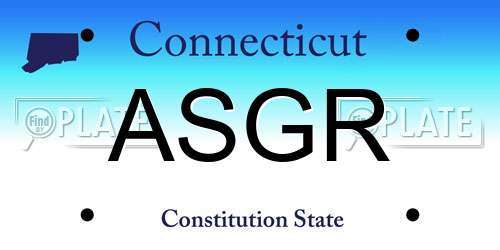 ASGR Connecticut License Plate