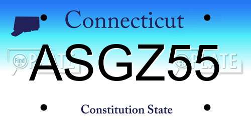 ASGZ55 Connecticut License Plate