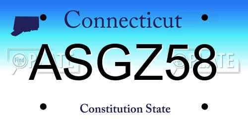 ASGZ58 Connecticut License Plate