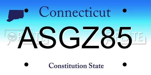 ASGZ85 Connecticut License Plate