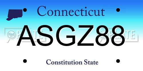 ASGZ88 Connecticut License Plate
